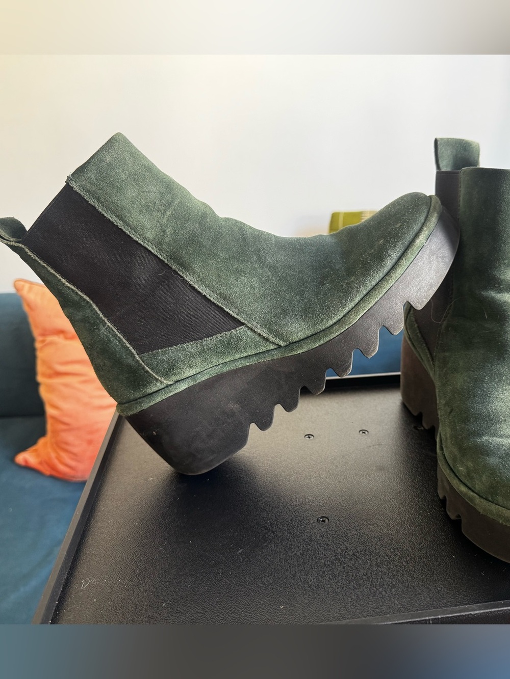 fly london suede green platform chelsea boot